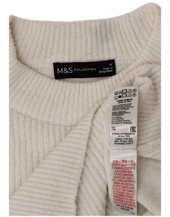 Marks & Spencer Γυναικείο πουλόβερ με λαιμόκοψη UK 14 μεσαίο λευκό ακρυλικό