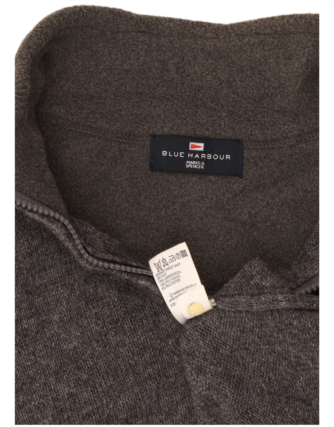 Marks & Spencer Ανδρικό πουλόβερ με φερμουάρ Μπλε Harbor Μικρό Γκρι