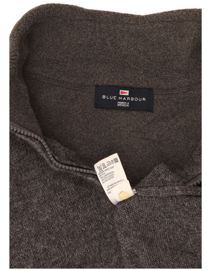 Marks & Spencer Ανδρικό πουλόβερ με φερμουάρ Μπλε Harbor Μικρό Γκρι