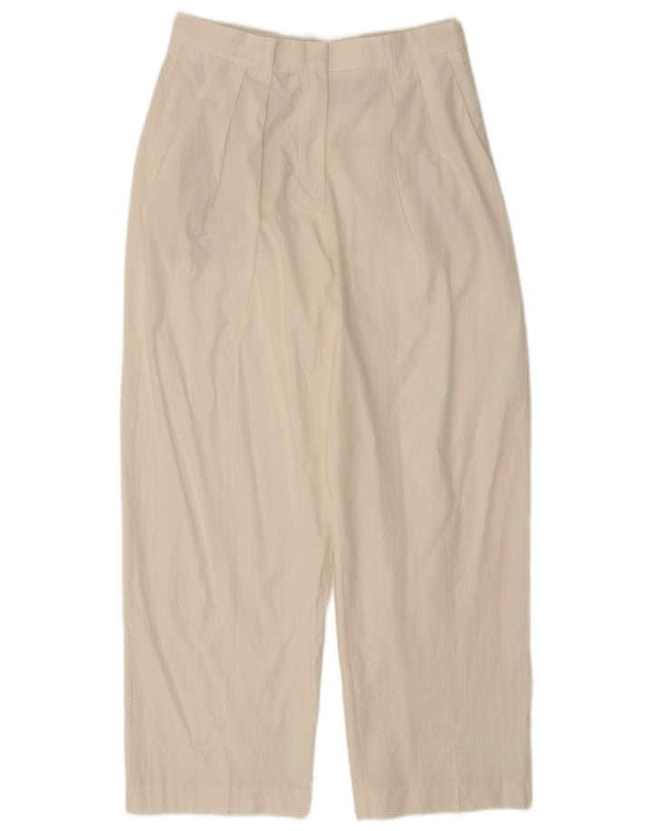 Zara Γυναικείο παντελόνι Chino με καρφίτσες Medium W28 L29 Λευκό Lyocell