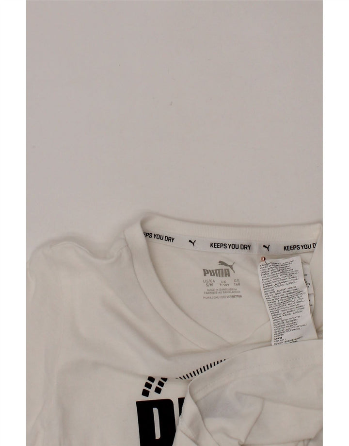 Γραφικό T-Shirt PUMA Boys Top 9-10 ετών Λευκό βαμβακερό