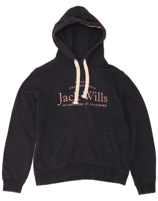 Jack Wills Γυναικείο Γραφικό Hoodie Jumper UK 12 Medium Navy Blue Cotton
