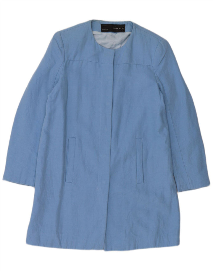 Zara Γυναικείο Πανωφόρι UK 12 Medium Blue Cotton