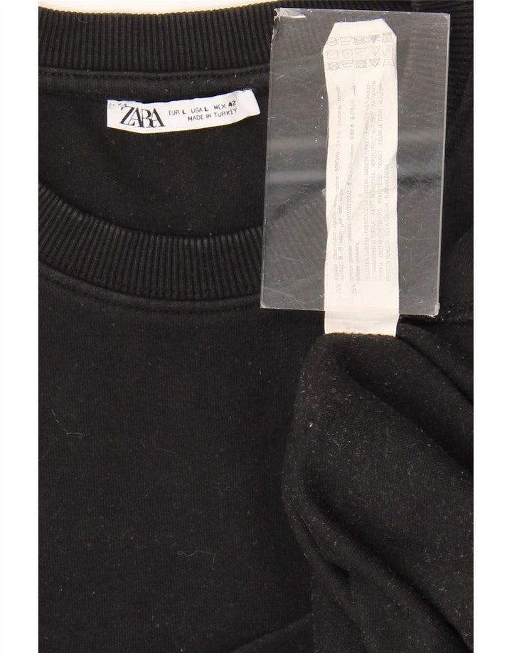 Ανδρικό T-Shirt Zara Τοπ μεγάλο μαύρο βαμβακερό