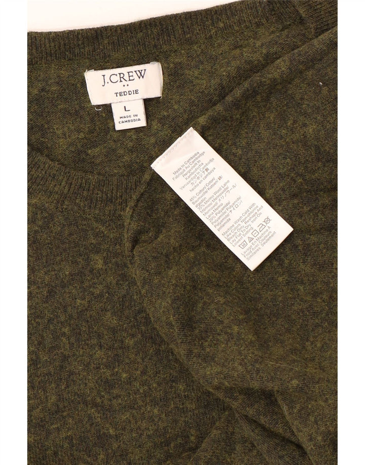 J. CREW Γυναικείο Teddie Boat Neck Jumper πουλόβερ UK 16 Large Green Flecked
