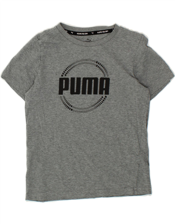 PUMA Boys Graphic T-Shirt Top 9-10 Years Medium Grey Flecked Cotton Vintage Puma and Second-Hand Puma from Messina Hembry 