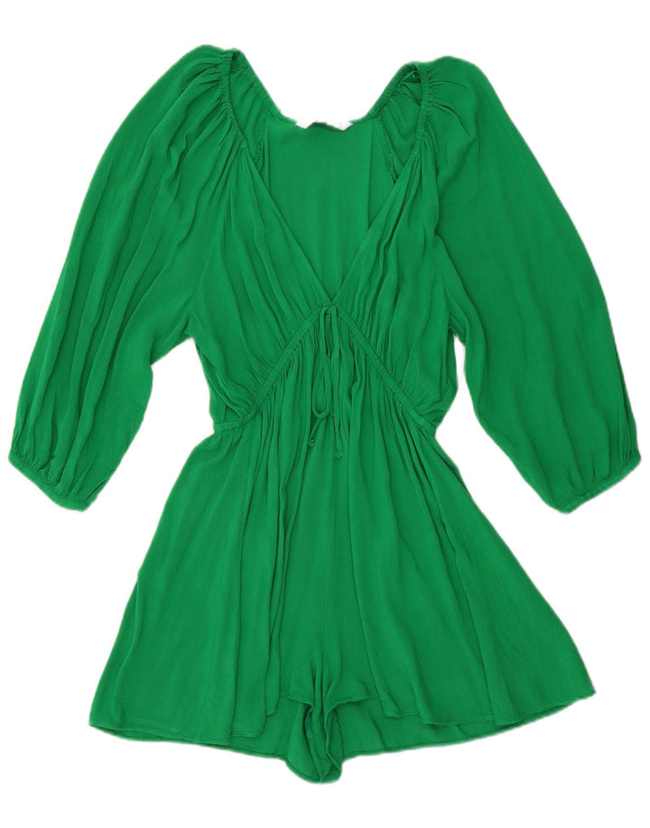 Zara Γυναικεία 3/4 μανίκια Playsuit UK 14 Μεσαία Πράσινη Βισκόζη