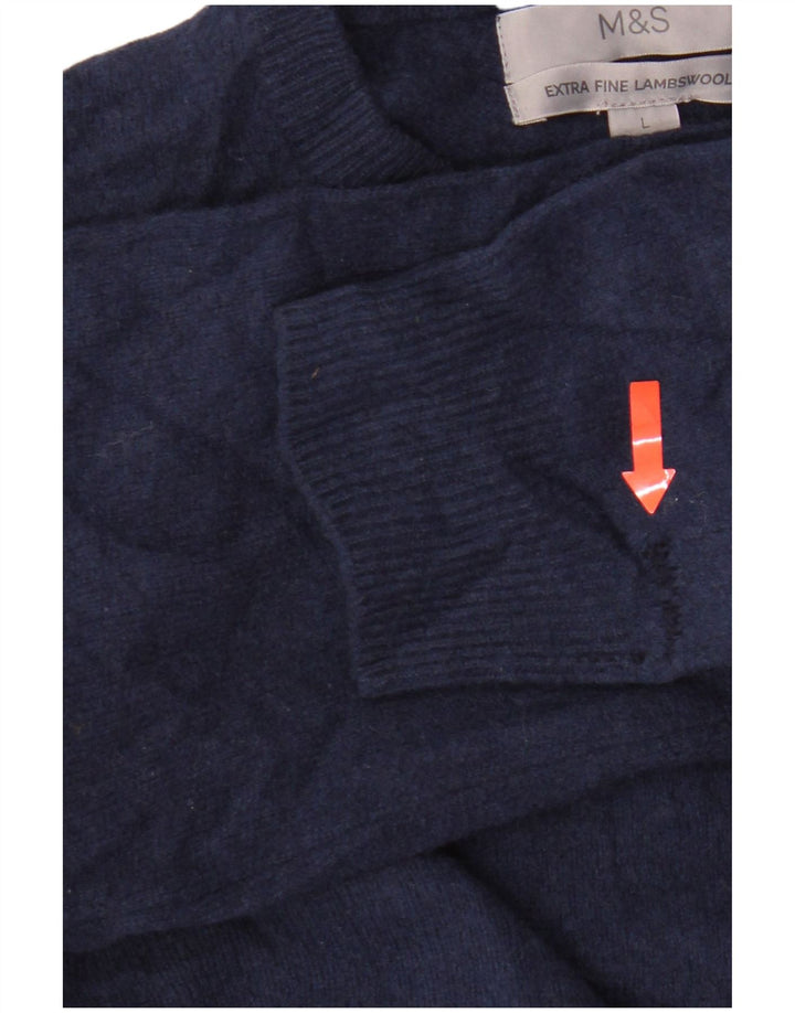 Marks & Spencer Γυναικείο πουλόβερ με λαιμόκοψη UK 16 Large Blue Lambswool