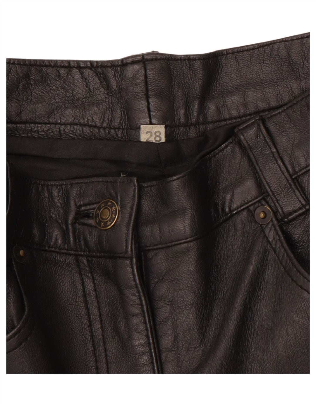 Γυναικείο Slim Δερμάτινο Παντελόνι VINTAGE W28 L30 Μαύρο