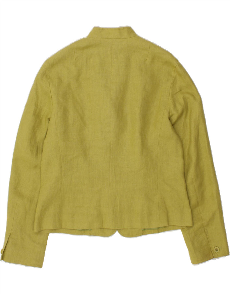 TALBOTS Womens Oversized 3 Button Blazer Jacket UK 10 Small Green Linen Vintage Talbots and Second-Hand Talbots from Messina Hembry 