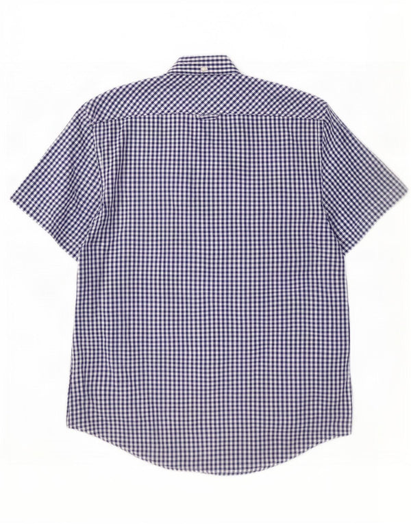 Ανδρικό κοντομάνικο πουκάμισο Ben Sherman, Βαμβακερό Gingham, μεσαίο μπλε ναυτικό