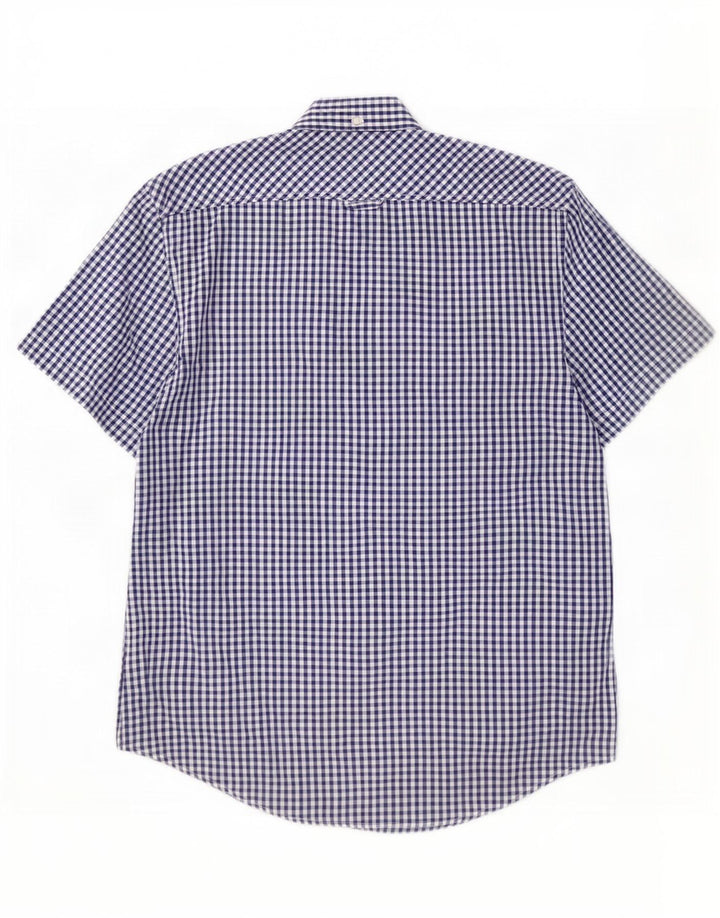 Ανδρικό κοντομάνικο πουκάμισο Ben Sherman, Βαμβακερό Gingham, μεσαίο μπλε ναυτικό