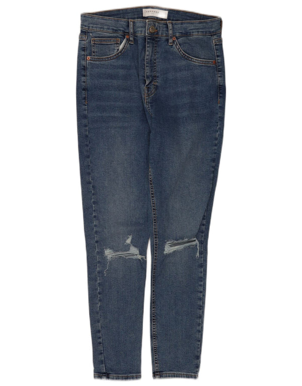 Topshop Γυναικεία Jamie Distressed Skinny Jeans W31 L26 Blue Cotton