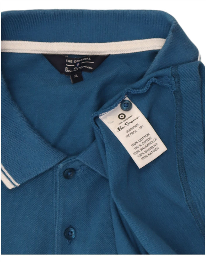 Ανδρικό μπλουζάκι πόλο Ben Sherman XL Μπλε βαμβακερό
