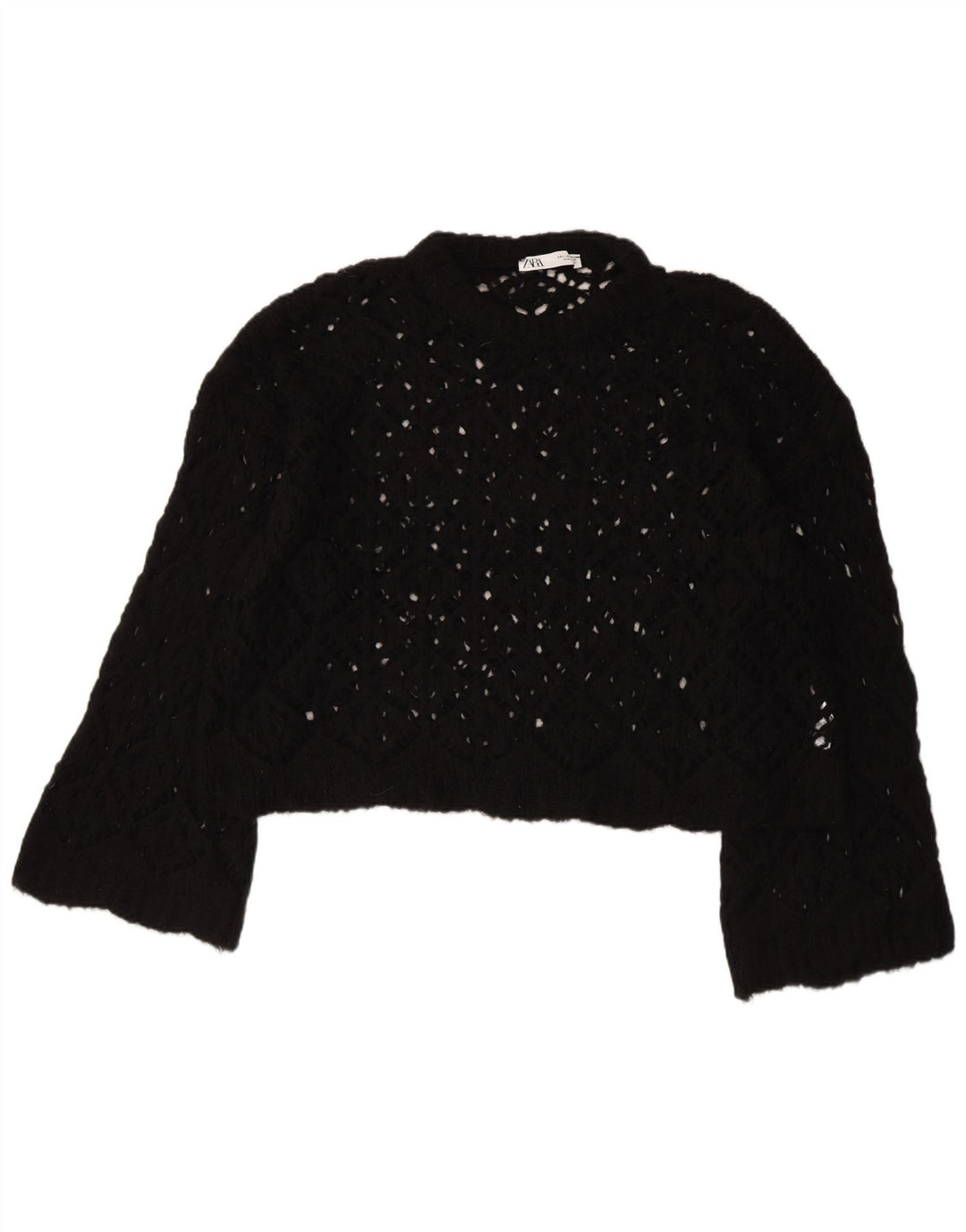 ZARA Γυναικείο πουλόβερ με λαιμόκοψη μεγάλου μεγέθους σκάφους UK 16 μεγάλο μαύρο