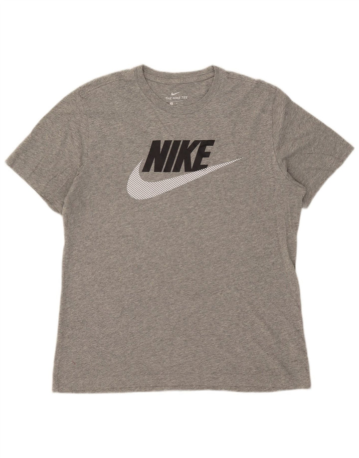 Ανδρικό γραφικό μπλουζάκι Nike, μεσαίο γκρι βαμβακερό