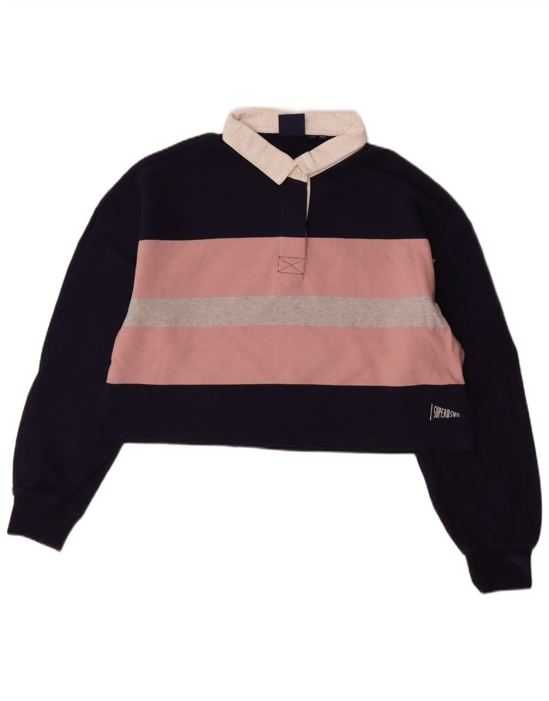 SUPERDRY γυναικείο μπλουζάκι ράγκμπι πόλο μεγάλου μεγέθους Crop UK 12 Medium Navy Blue