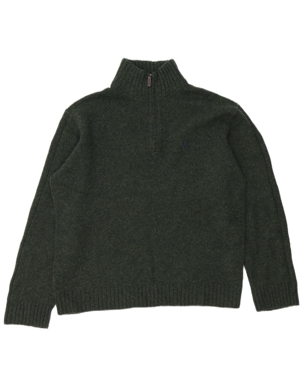 Ανδρικό πουλόβερ με φερμουάρ Crew Clothing 2XL Lambswool με πράσινες ίνες