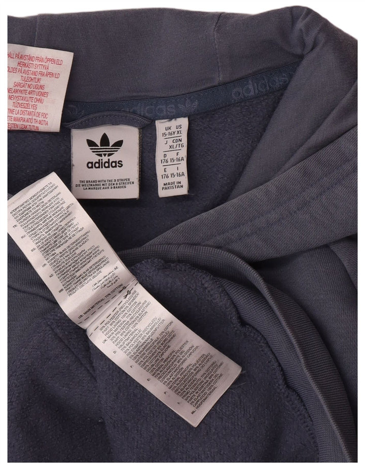 Adidas Boys Hoodie Jumper 15-16 Years Blue Cotton