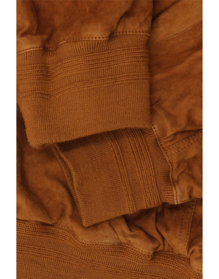 VINTAGE Ανδρικό Suede Bomber Jacket IT 58 4XL Καφέ Δερμάτινο