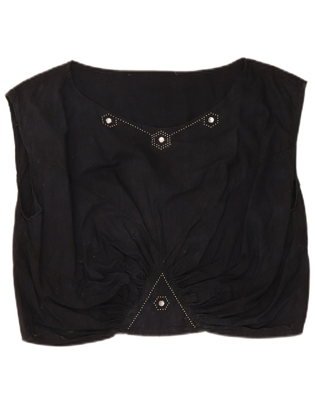 Vintage Γυναικεία Crop Μπλούζα UK 14 Medium Black