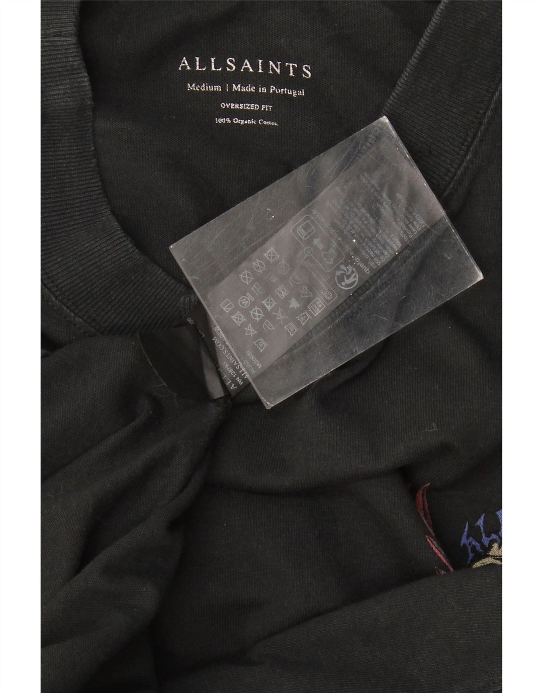 Ανδρικό μπλουζάκι ALL SAINTS Υπερμεγέθη γραφικό Μπλουζάκι μεσαίο μαύρο βαμβακερό