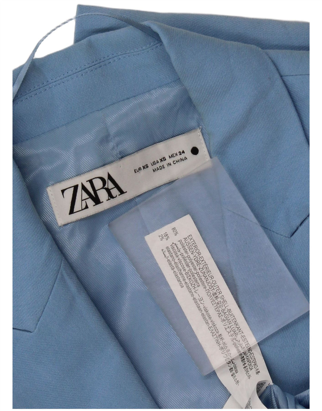ZARA Γυναικείο Μπλέιζερ Διπλό Μπουφάν UK 6 XS Μπλε Πολυεστέρας