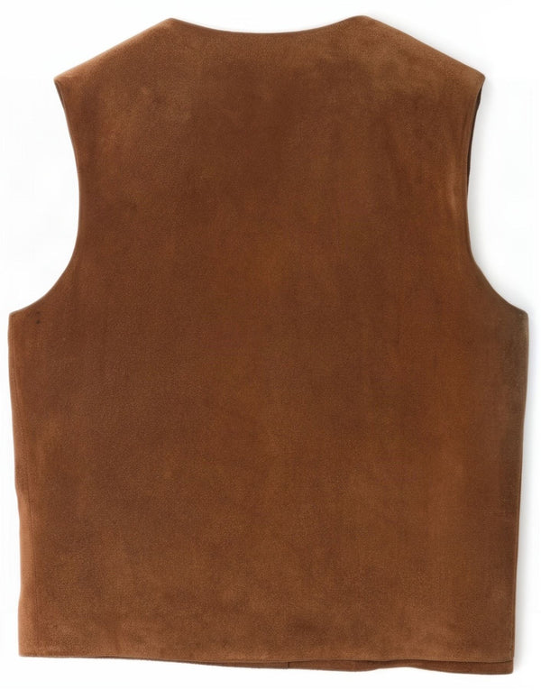 Vintage Ανδρικό Suede Gilet UK 40 Large Brown