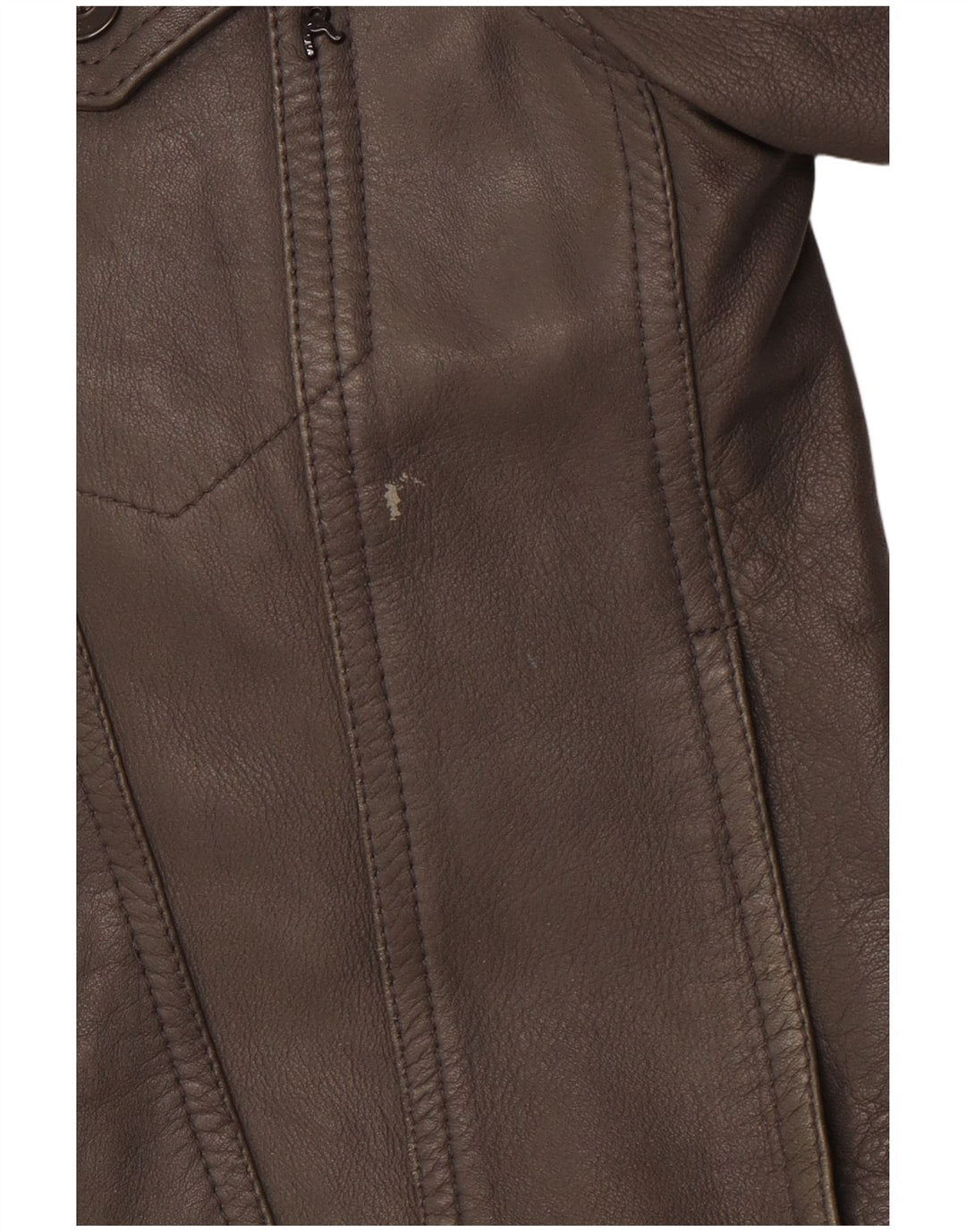 REPLAY Γυναικείο Δερμάτινο Μπουφάν UK 10 Small Grey Leather