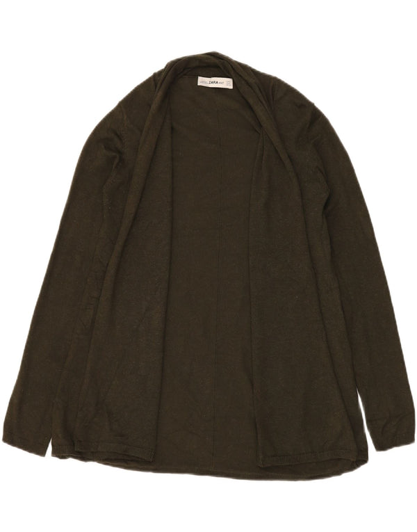 Γυναικείο πουλόβερ ZARA ανοιχτή ζακέτα UK 10 Small Khaki Viscose