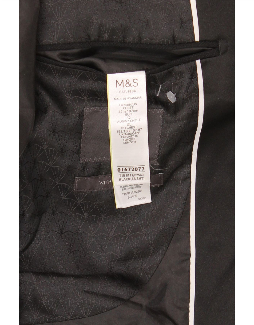 Marks & Spencer Ανδρικό σακάκι σακάκι με 1 κουμπί UK 42 μεγάλο μαύρο πολυεστέρα