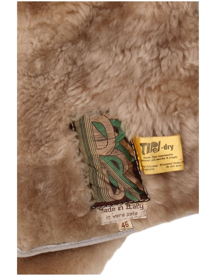 Vintage Γυναικείο Παλτό Shearling IT 46 Large Beige Leather