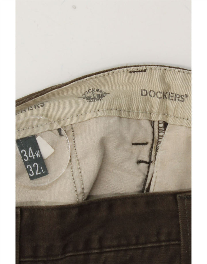 DOCKERS Ανδρικό ίσιο παντελόνι Chino W34 L32 Καφέ Βαμβακερό