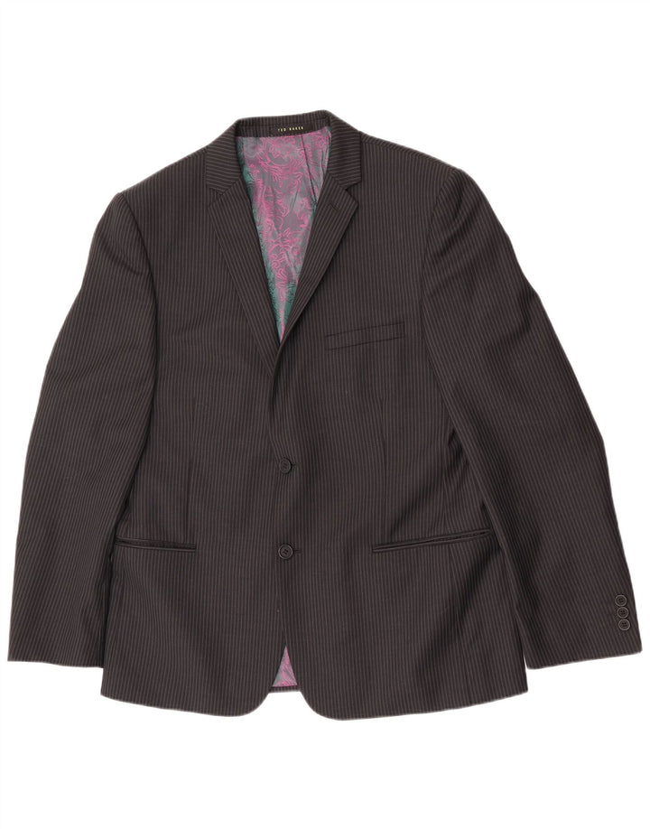 Ted Baker Ανδρικό σακάκι με 2 κουμπιά σακάκι UK 42 XL Μαύρο ριγέ μαλλί