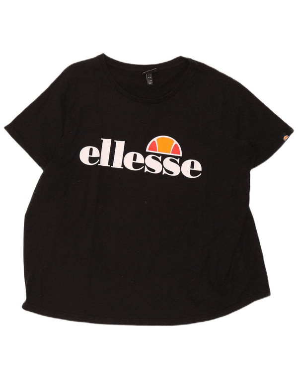 Ellesse Γυναικείο T-Shirt Top UK 26 5XL Μαύρο βαμβακερό