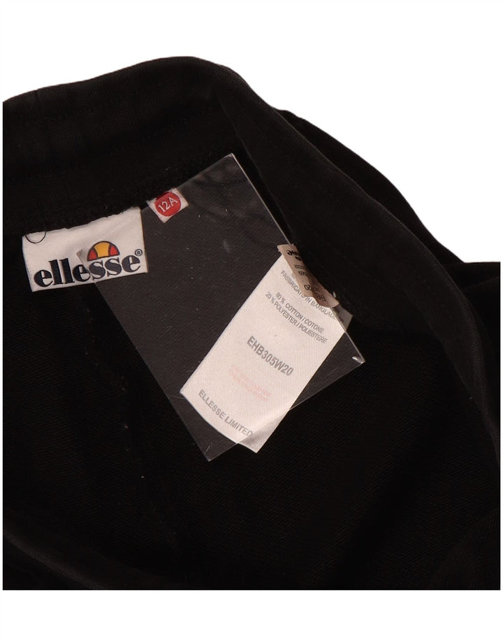 ELLESSE Boys Graphic αθλητική Παντελόνι Joggers 11-12 ετών Μαύρο βαμβακερό