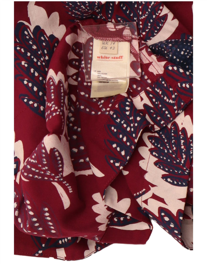 WHITE STUFF Γυναικεία φούστα A-Line UK 14 Μεγάλη W34 Ροζ φλοράλ βισκόζη