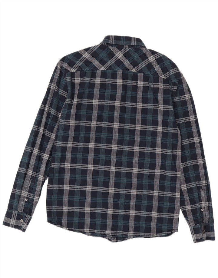 Ανδρικό Πουκάμισο Penguin Large Navy Blue Check Cotton