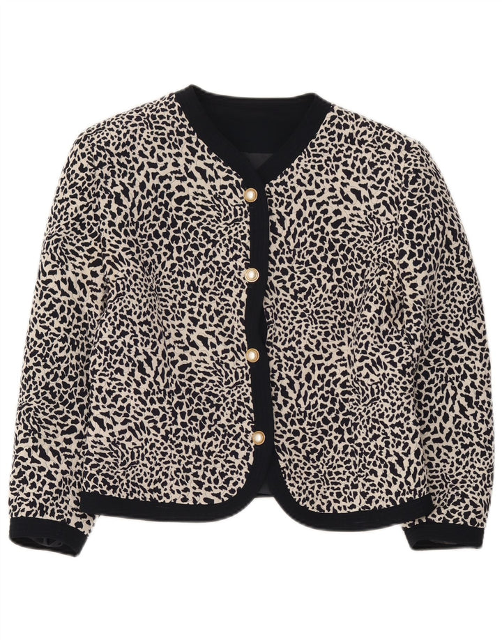 Vintage γυναικείο ζιβάγκο 3/4 μανίκι IT 44 μεσαίο μαύρο Animal print