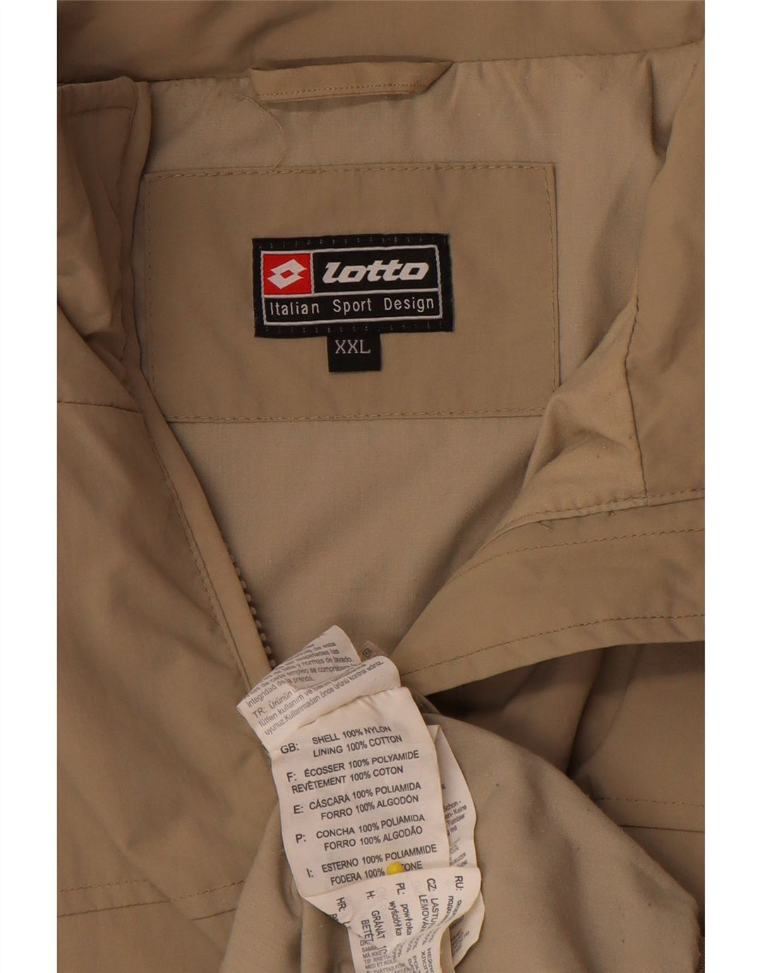 Lotto Mens Bomber Jacket UK 44 2XL Beige Nylon