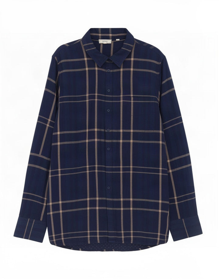Γυναικείο πουκάμισο Fat Face UK 14 Large Navy Blue Check Cotton