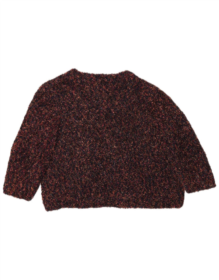 VINTAGE Γυναικείο Crop Cardigan πουλόβερ UK 14 Medium Burgundy Flecked