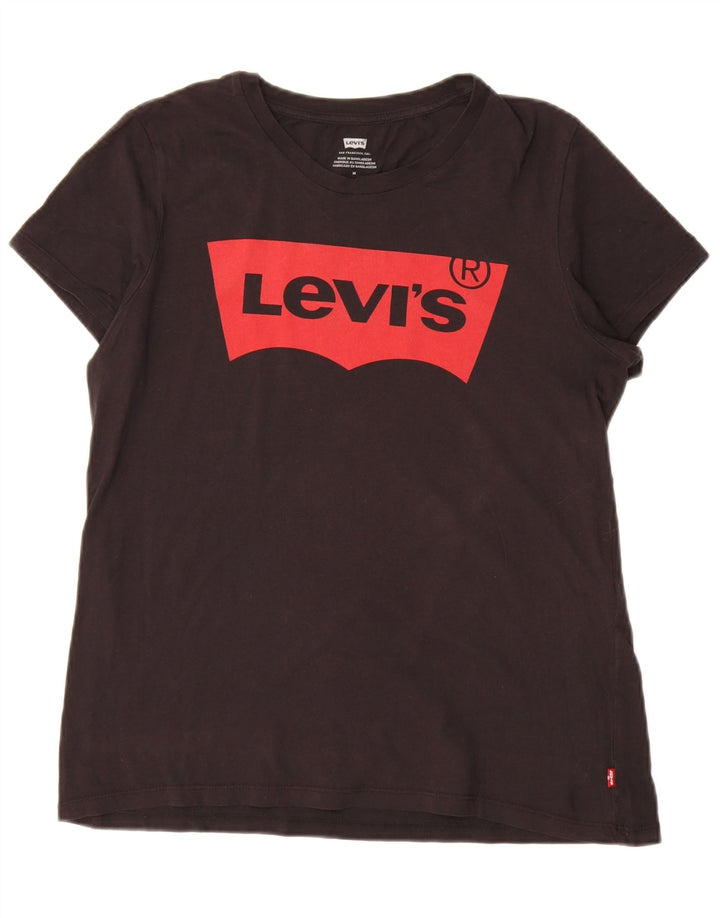Γυναικείο γραφικό T-Shirt Levi's Top UK 14 Medium Black