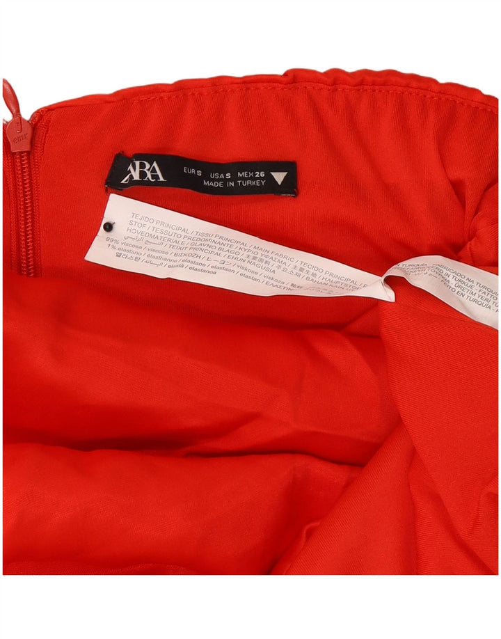 Zara Γυναικείο Στράπλες Φόρεμα UK 8 Μικρή κόκκινη βισκόζη
