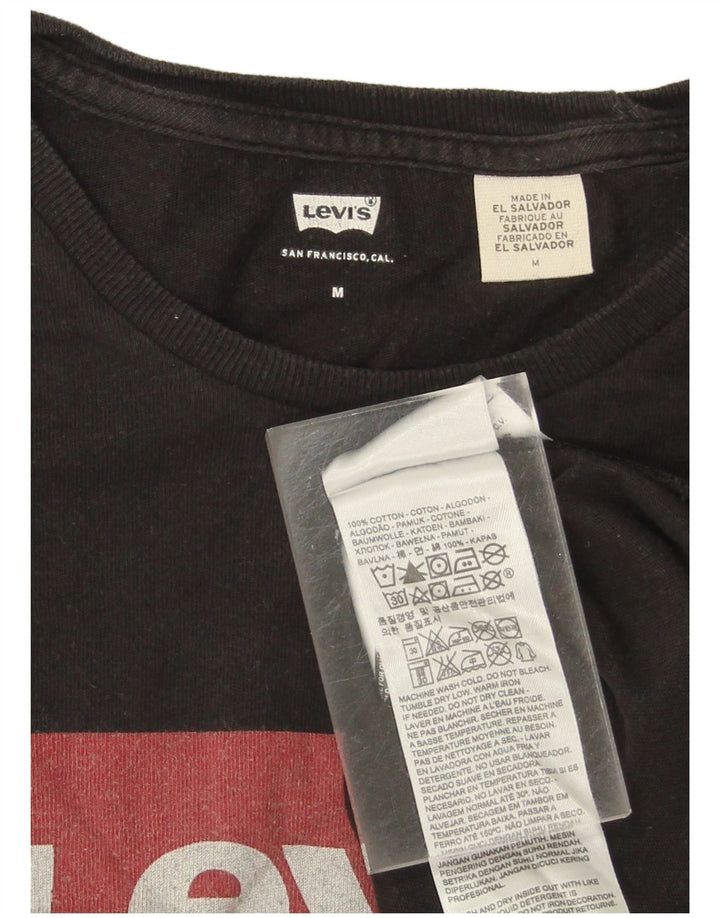 LEVI'S Womens Graphic T-Shirt Top UK 14 Medium Black Cotton