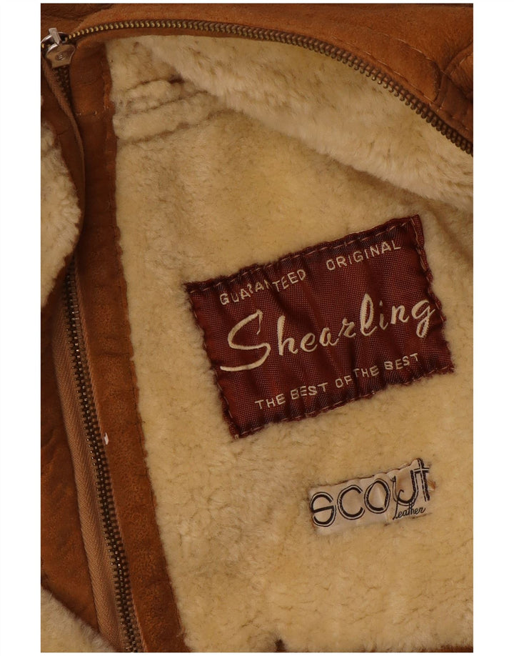 Vintage Ανδρικό Shearling Jacket UK 36 Small Beige Shearling