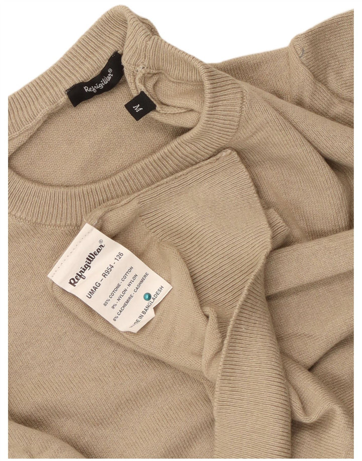 Refrigiwear Ανδρικό πουλόβερ με λαιμόκοψη, μεσαίο μπεζ βαμβακερό