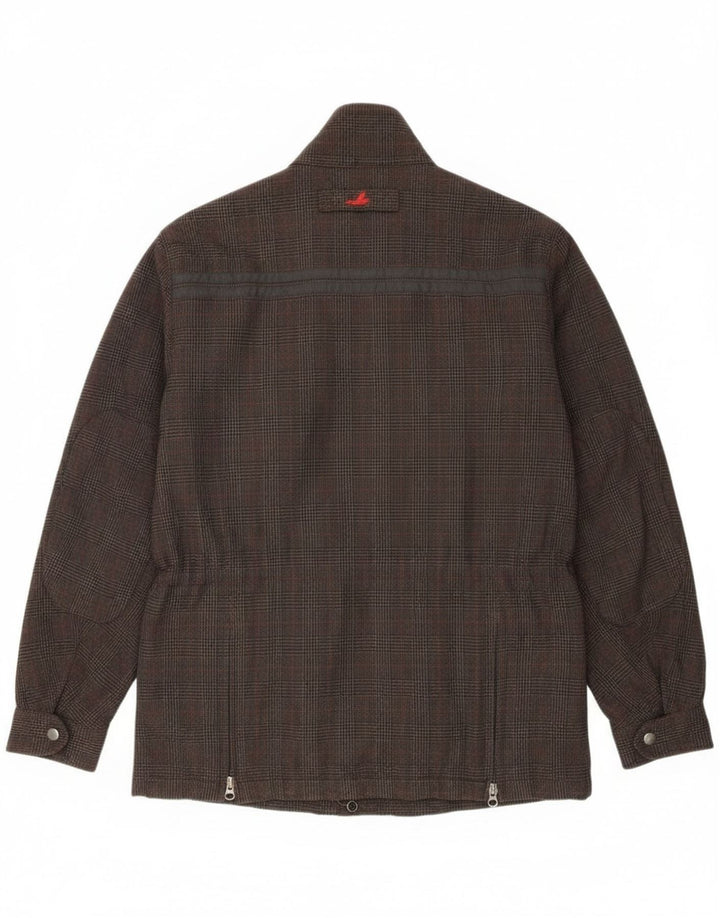 Museum Mens Windbreaker Jacket UK 40 Large Brown Houndstooth Cotton