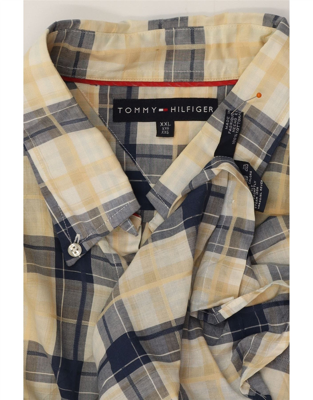 TOMMY HILFIGER Ανδρικό κοντομάνικο πουκάμισο 2XL Navy Blue Check Cotton