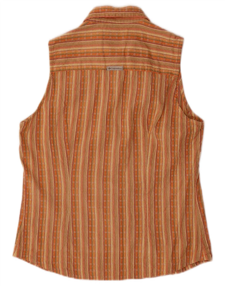 COLUMBIA Γυναικείο αμάνικο πουκάμισο μπλούζα UK 10 Small πολύχρωμο ριγέ